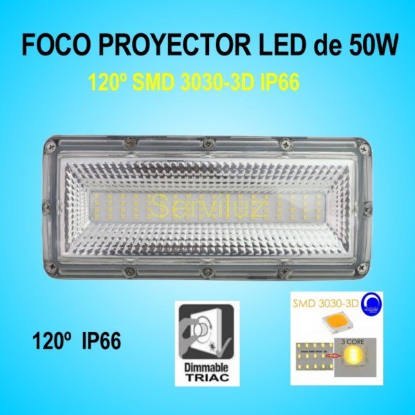 Campana LED Industrial Foco Proyector Lineal 50W 6500Lm IP65 120º